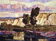 Sven Birger Sandzen Creek at Moonrise oil painting reproduction